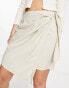 Фото #2 товара NA-KD x Lydia Tomlinson layered mini skirt in beige