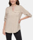 ფოტო #1 პროდუქტის Textured Roll Tab Button Down Shirt