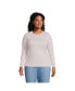 ფოტო #2 პროდუქტის Women's Plus Size Long Sleeve Lightweight Jersey Crew Neck Top