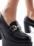 New Look chunky heeled loafer in black