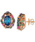 Multi-Gemstone (8-5/8 ct. t.w.) & Nude Diamond (1/6 ct. t.w.) Floral Statement Stud Earrings in 14k Rose Gold