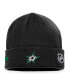 ფოტო #2 პროდუქტის Men's Black Dallas Stars Authentic Pro Rink Cuffed Knit Hat
