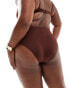 ASOS DESIGN Curve Maya high leg high waist bikini bottom in chocolate brown