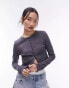 Фото #1 товара Topshop pointelle long sleeve micro cardigan in slate