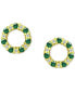 Lab-Grown Green Quartz & Cubic Zirconia Circle Stud Earrings in 18k Gold-Plated Sterling Silver, Created for Macy's