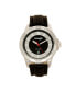 ფოტო #1 პროდუქტის Men's Watch, 46MM Silver Colored Case with Embossed Arabic Numerals on Bezel, Black Sunray Dial, with Silver Index Markers, Analog Watch with Black Strap