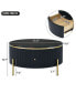 Modern Round Coffee Table With 2 Large Drawers Storage Accent Table(31.5")