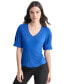 ფოტო #1 პროდუქტის Women's Short-Sleeve V-Neck Top