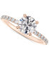 ფოტო #1 პროდუქტის Diamond Solitaire Round-Cut Pavé Engagement Ring (3/4 ct. t.w.) in 14k White or Rose Gold