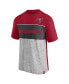 Фото #2 товара Men's Red, Heather Gray Tampa Bay Buccaneers Colorblock T-shirt