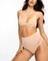 ASOS DESIGN Contouring medium control high waist brief with mesh in beige