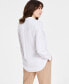 Women's Linen-Blend Long Sleeve Button Front Shirt