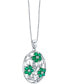 Emerald (1-1/5 ct. t.w.) & Diamond (1/10 ct. t.w.) Flower 18" Pendant Necklace in Sterling Silver