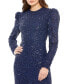 ფოტო #2 პროდუქტის Women's Sequined Long Sleeve High Neck Trumpet Dress