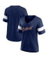 Фото #1 товара Women's Heathered Navy Detroit Tigers Wordmark V-Neck Tri-Blend T-shirt