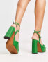 Фото #2 товара ASOS DESIGN Neddy premium leather platform heeled sandals in green