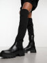 Simmi London Reign knitted over the knee second skin boots in black
