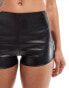 ASOS DESIGN leather look hotpants in black