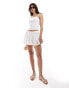 Фото #3 товара Abercrombie & Fitch linen blend top in white with tie strap detailing in white