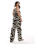 Vero Moda linen touch wide leg trouser co-ord in abstract mono print