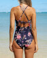 Фото #3 товара Women's Rich Flower Cutout Tie Back One Piece Swimsuit