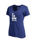 Women's Royal Los Angeles Dodgers Splatter Logo V-Neck T-shirt