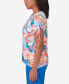 ფოტო #4 პროდუქტის Petite Neptune Beach Whimsical Floral Print Tie Sleeve Top