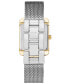 Women's Quartz Rectangular Silver-Tone Stainless Steel Mesh Band Watch, 29mm