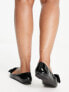 ASOS DESIGN Wide Fit Lake bow pointed ballet flats in black