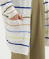 Фото #3 товара Plus Size Cotton-Linen Blend Striped Cardigan Sweater