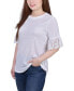 ფოტო #3 პროდუქტის Petite Short Bell Sleeve Slubbed Top