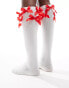 Reclaimed Vintage knee high socks with red bows in white