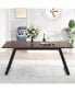 Фото #4 товара Dining Room Table for 6, Industrial 63" W Walnut Rectangle Wooden Kitchen Table with Steel Legs Metal Frame, Farmhouse Patio Dinner Table for Kitchen, Backyard, Home Office