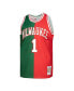 Фото #4 товара Men's Oscar Robertson Green, Red Milwaukee Bucks Hardwood Classics 1971-72 Split Swingman Jersey