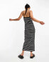 Фото #2 товара ASOS DESIGN bandeau bodycon midi dress in mono stripe