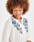 Фото #3 товара Women's Cotton Floral-Embroidered Long-Sleeve Top, Created for Macy's