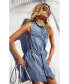 Women's Denim Frayed-Neck Sleeveless Dress