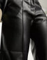 Vila leather look cropped tapered trousers in black