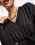 Фото #4 товара Object knitted rib v neck jumper in dark grey