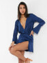 ASOS DESIGN Satin bias cut drape mini dress with button detail