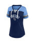 Фото #2 товара Women's Navy, Light Blue Tennessee Titans Blitz and Glam Lace-Up V-Neck Jersey T-shirt
