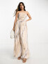 ASOS DESIGN bandeau ruched bodice maxi dress with seam detail in marble print