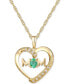 ფოტო #1 პროდუქტის Emerald (1/6 ct. t.w.) & Diamond Accent Mom Heart 18" Pendant Necklace in 14k Gold