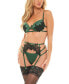 ფოტო #3 პროდუქტის Oh La La Women's Jeri Padded Underwire 3 Piece Set Bra with Applique Detail, Garterbelt and Panty Set