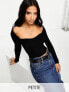 Фото #1 товара Threadbare Petite Vanessa sweetheart neckline ribbed top in black