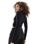 Фото #7 товара JJXX rouched long sleeve ribbed top in black