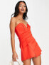 River Island bandeau scuba playsuit in red Красный, US 10 - фото #1