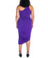 Фото #2 товара Plus Size One Shoulder Ruched Bodycon Dress