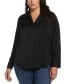 ფოტო #1 პროდუქტის Plus Size Notch Collar Silk Long Sleeve Button-Down Blouse