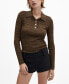 ფოტო #1 პროდუქტის Women's Short-Sleeved Lurex Sweater